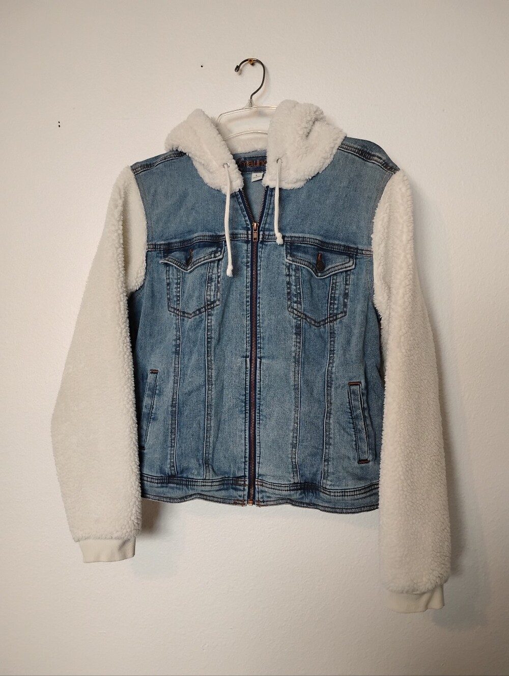 Maurices Jean Sherpa Long Sleeve Hooded Zip Up Jacket
